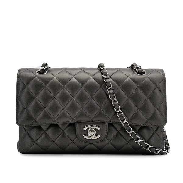 CHANEL CLASSIC FLAP MEDIUM CHAIN SHOULDER BAG METALLIC GRAY LAMB SKIN 90308986 - PURPOSE