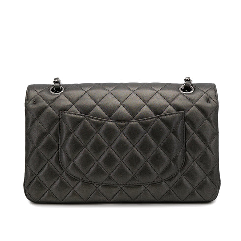 CHANEL CLASSIC FLAP MEDIUM CHAIN SHOULDER BAG METALLIC GRAY LAMB SKIN 90308986 - PURPOSE