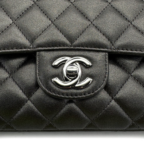 CHANEL CLASSIC FLAP MEDIUM CHAIN SHOULDER BAG METALLIC GRAY LAMB SKIN 90308986 - PURPOSE