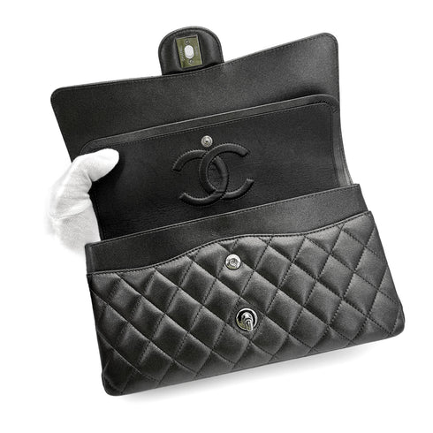 CHANEL CLASSIC FLAP MEDIUM CHAIN SHOULDER BAG METALLIC GRAY LAMB SKIN 90308986 - PURPOSE