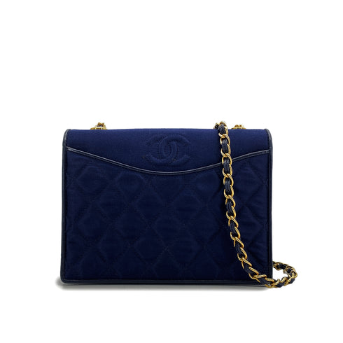 CHANEL VINTAGE COCOMARK MATELASSE CHAIN SHOULDER BAG NAVY SATIN LEATHER 90308987 - PURPOSE