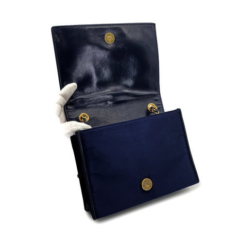 CHANEL VINTAGE COCOMARK MATELASSE CHAIN SHOULDER BAG NAVY SATIN LEATHER 90308987 - PURPOSE