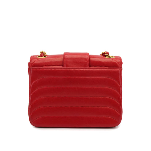 CHANEL VINTAGE MADEMOISELLE CHAIN SHOULDER BAG RED LAMB SKIN 90308988 - PURPOSE