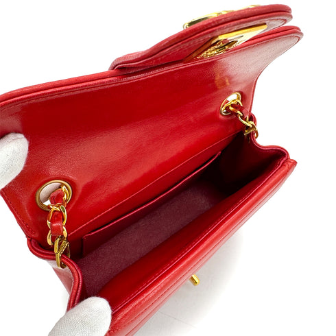 CHANEL VINTAGE MADEMOISELLE CHAIN SHOULDER BAG RED LAMB SKIN 90308988 - PURPOSE