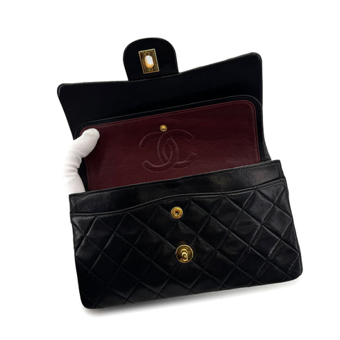 CHANEL VINTAGE CLASSIC FLAP SMALL CHAIN SHOULDER BAG BLACK LAMB SKIN 90308989 - PURPOSE