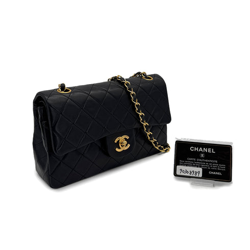 CHANEL VINTAGE CLASSIC FLAP SMALL CHAIN SHOULDER BAG BLACK LAMB SKIN 90308989 - PURPOSE