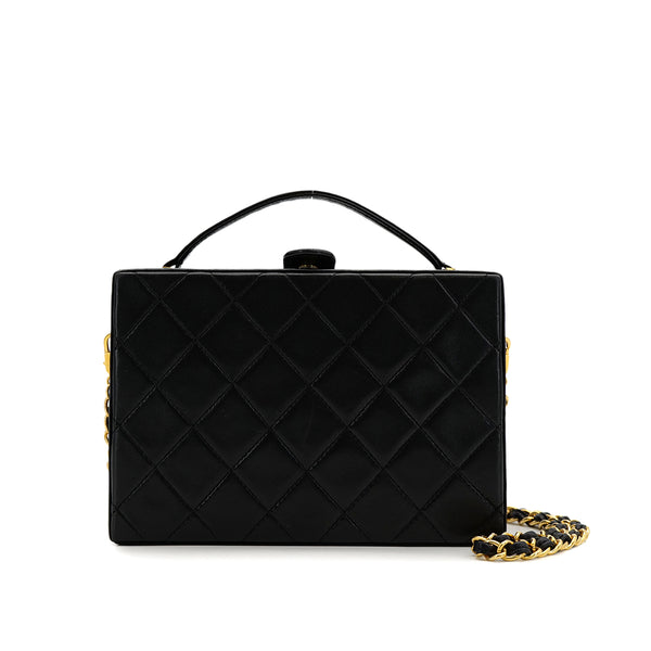 CHANEL VINTAGE VANITY MATELASSE CHAIN SHOULDER BAG BLACK LAMB SKIN 90308990 - PURPOSE