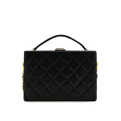 CHANEL VINTAGE VANITY MATELASSE CHAIN SHOULDER BAG BLACK LAMB SKIN 90308990 - PURPOSE