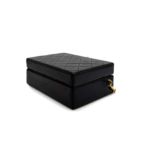 CHANEL VINTAGE VANITY MATELASSE CHAIN SHOULDER BAG BLACK LAMB SKIN 90308990 - PURPOSE