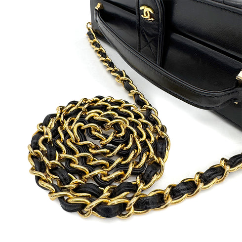 CHANEL VINTAGE VANITY MATELASSE CHAIN SHOULDER BAG BLACK LAMB SKIN 90308990 - PURPOSE