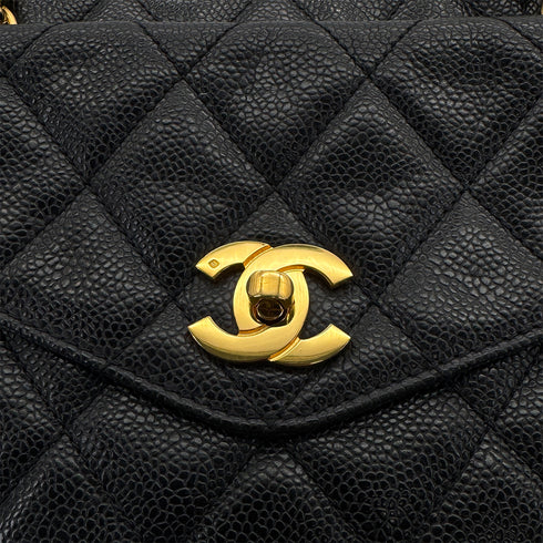 CHANEL VINTAGE MATELLASSE TURN LOCK CHAIN TOTE BAG BLACK CAVIAR SKIN 90308991 - PURPOSE