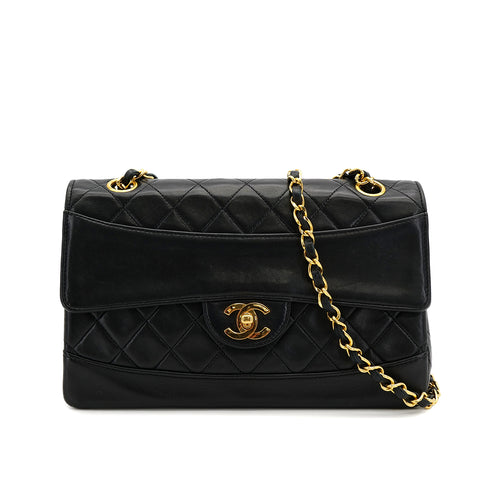 CHANEL VINTAGE MATELASSE CHAIN SHOULDER BAG BLACK LAMB SKIN 90308992 - PURPOSE