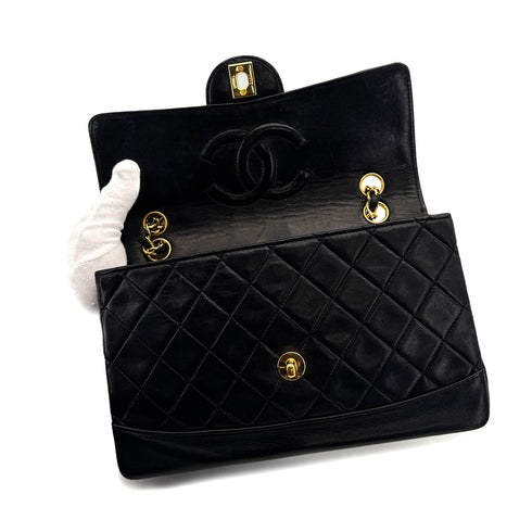 CHANEL VINTAGE MATELASSE CHAIN SHOULDER BAG BLACK LAMB SKIN 90308992 - PURPOSE