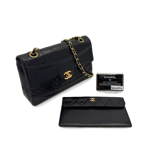 CHANEL VINTAGE MATELASSE CHAIN SHOULDER BAG BLACK LAMB SKIN 90308992 - PURPOSE