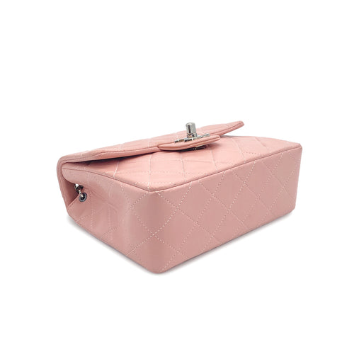 CHANEL VINTAGE MINI SQUARE 17 CHAIN SHOULDER BAG PINK LAMB SKIN 90308993