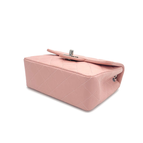 CHANEL VINTAGE MINI SQUARE 17 CHAIN SHOULDER BAG PINK LAMB SKIN 90308993