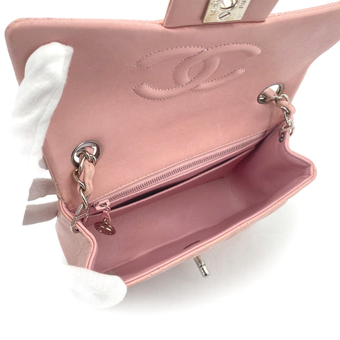 CHANEL VINTAGE MINI SQUARE 17 CHAIN SHOULDER BAG PINK LAMB SKIN 90308993