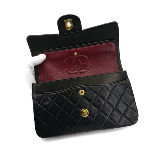 CHANEL VINTAGE CLASSIC FLAP SMALL CHAIN SHOULDER BAG BLACK LAMB SKIN 90308995 - PURPOSE