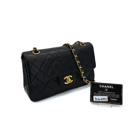 CHANEL VINTAGE CLASSIC FLAP SMALL CHAIN SHOULDER BAG BLACK LAMB SKIN 90308995 - PURPOSE