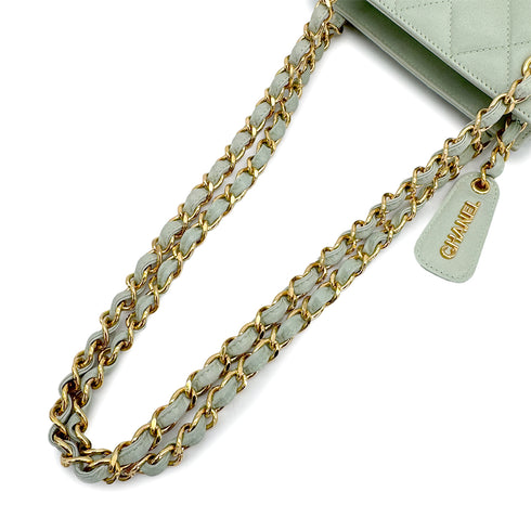 CHANEL MINI MATELASSE CHAIN SHOULDER BAG LIGHT GREEN LAMB SKIN 90308997 - PURPOSE