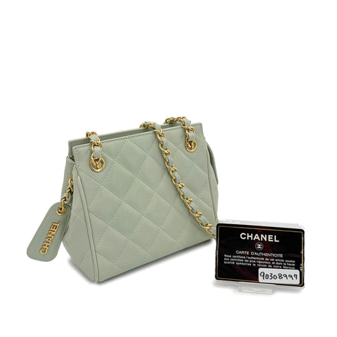 CHANEL MINI MATELASSE CHAIN SHOULDER BAG LIGHT GREEN LAMB SKIN 90308997 - PURPOSE