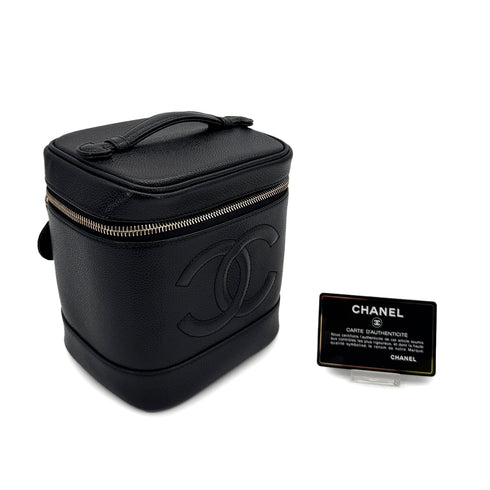 CHANEL VINTAGE VANITY HAND BAG BLACK CAVIAR SKIN 90308998 - PURPOSE
