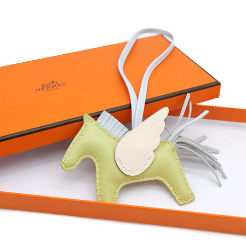 HERMES BAG CHARM RODEO PEGASUS PM JAUNE BOURGEON BLUE BRUME NATA AGNEAU MILO Z 90308999 - PURPOSE
