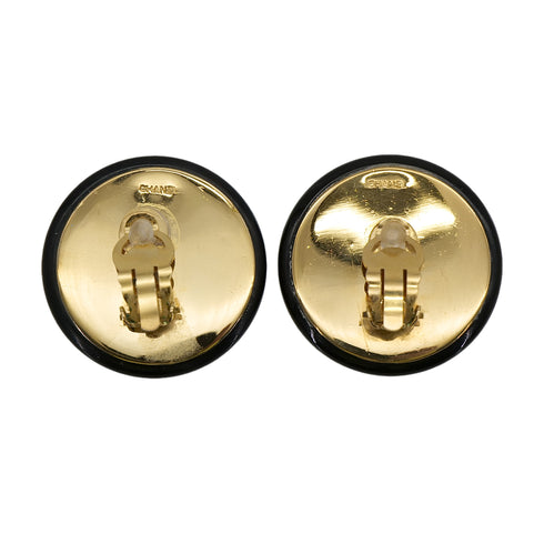CHANEL VINTAGE EARRINGS ROUND COCOMARK GOLD BLACK ACCESSORY 90309002 - PURPOSE