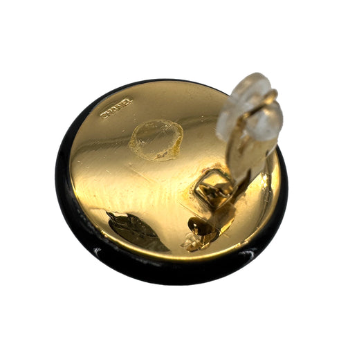 CHANEL VINTAGE EARRINGS ROUND COCOMARK GOLD BLACK ACCESSORY 90309002 - PURPOSE