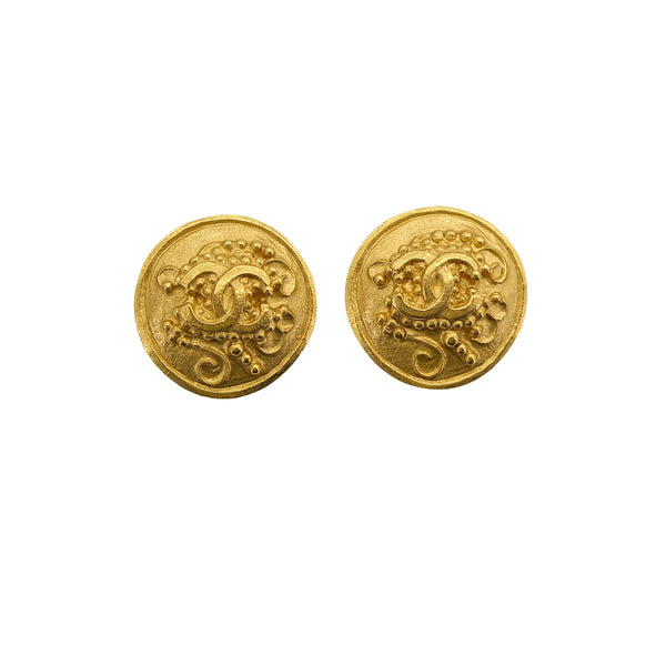 CHANEL VINTAGE EARRINGS ROUND COCOMARK GOLD 96A ACCESSORY 90309004 - PURPOSE