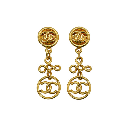 CHANEL VINTAGE EARRINGS SWING COCOMARK GOLD 93P ACCESSORY 90309005 - PURPOSE