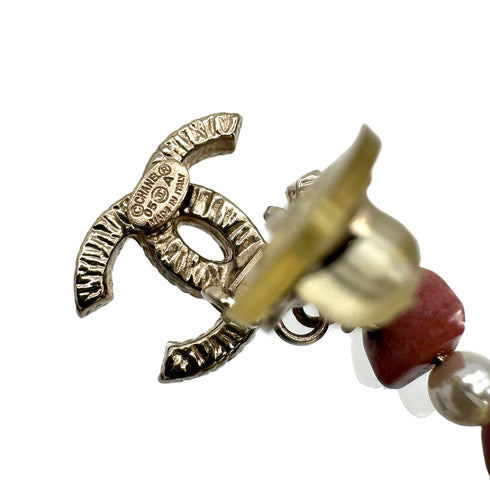 CHANEL EARRINGS COCOMARK FAUX PEARL PINK STONE ACCESSORY 05A 90309006 - PURPOSE