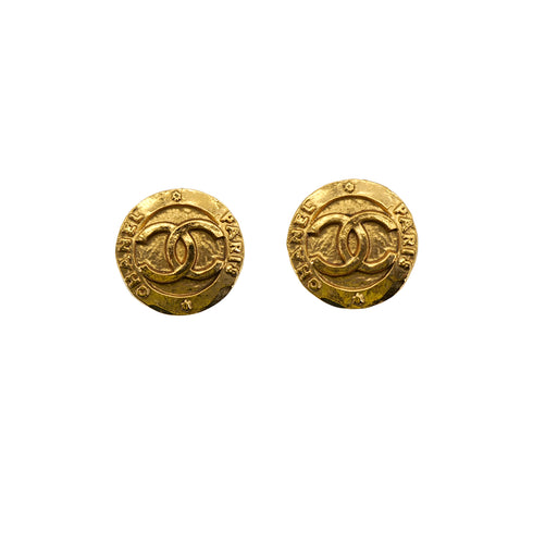 CHANEL VINTAGE EARRINGS ROUND COCOMARK GOLD 28 ACCESSORY 90309012 - PURPOSE