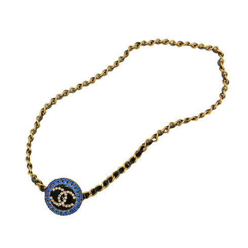 CHANEL VINTAGE CHAIN BELT LEATHER COCOMARK RHINESTONE ACCESSORY 95P 90309113 - PURPOSE