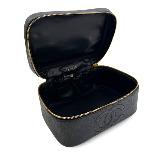 CHANEL VINTAGE VANITY HAND BAG BLACK CAVIAR SKIN 90309158 - PURPOSE