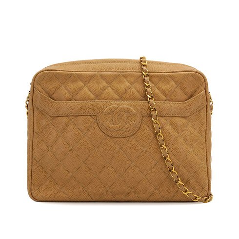 CHANEL VINTAGE MATELASSE CHAIN SHOULDER BAG BEIGE CAVIAR SKIN 90309163 - PURPOSE