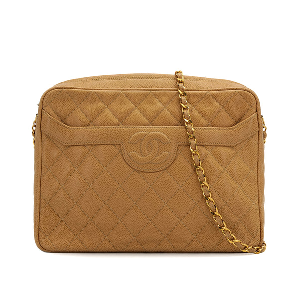 CHANEL VINTAGE MATELASSE CHAIN SHOULDER BAG BEIGE CAVIAR SKIN 90309163 - PURPOSE