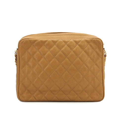 CHANEL VINTAGE MATELASSE CHAIN SHOULDER BAG BEIGE CAVIAR SKIN 90309163 - PURPOSE