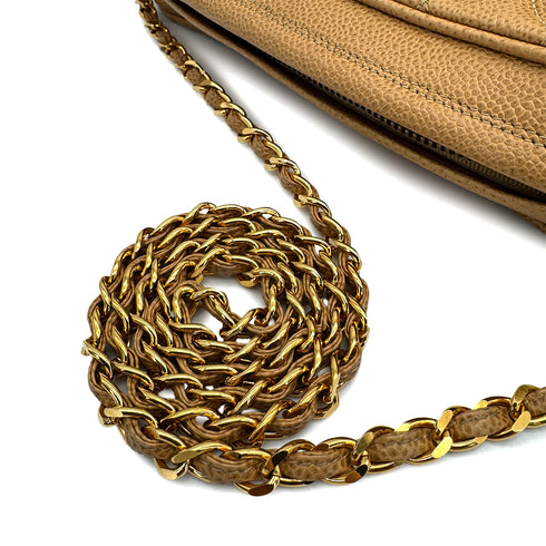CHANEL VINTAGE MATELASSE CHAIN SHOULDER BAG BEIGE CAVIAR SKIN 90309163 - PURPOSE