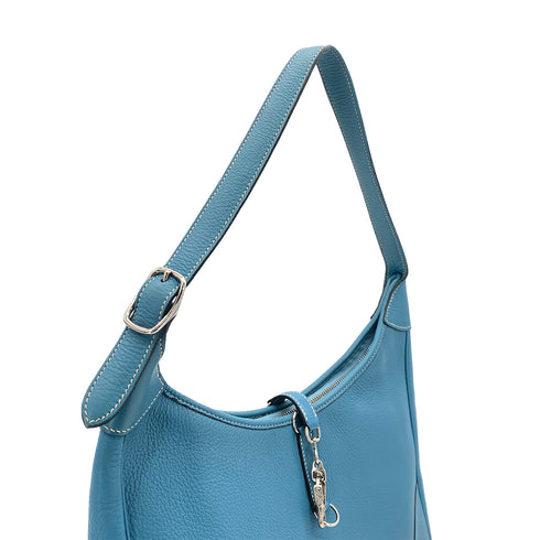 HERMES TRIM 31 BLUE JEAN TAURILLON CLEMENCE SHOULDER BAG □A PALLADIUM HARDWARE 90309167 - PURPOSE