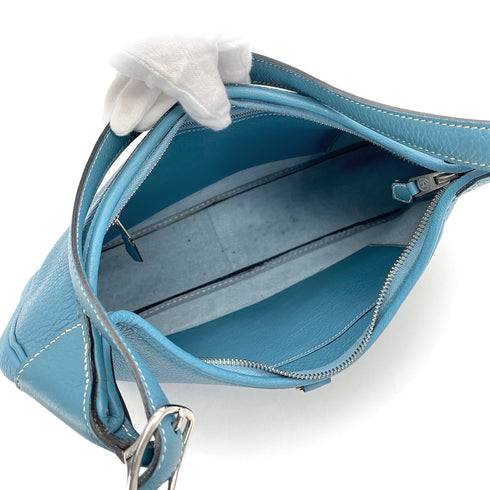 HERMES TRIM 31 BLUE JEAN TAURILLON CLEMENCE SHOULDER BAG □A PALLADIUM HARDWARE 90309167 - PURPOSE