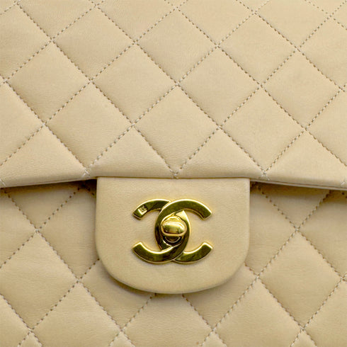 CHANEL VINTAGE CLASSIC FLAP MEDIUM CHAIN SHOULDER BAG BEIGE LAMB SKIN 90309168 - PURPOSE