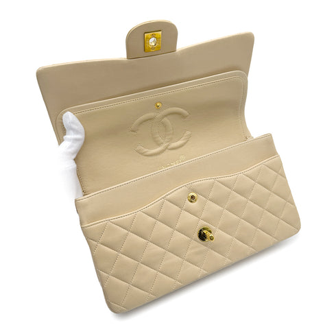 CHANEL VINTAGE CLASSIC FLAP MEDIUM CHAIN SHOULDER BAG BEIGE LAMB SKIN 90309168 - PURPOSE