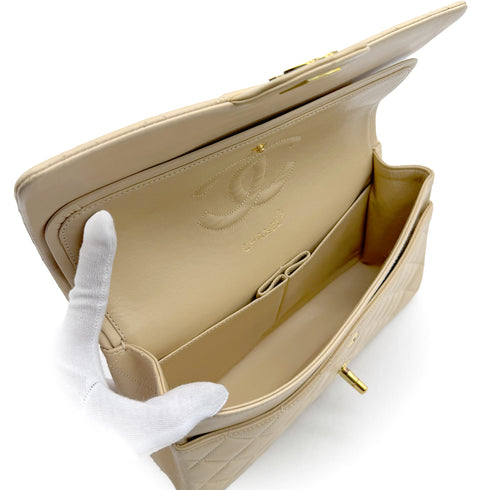 CHANEL VINTAGE CLASSIC FLAP MEDIUM CHAIN SHOULDER BAG BEIGE LAMB SKIN 90309168 - PURPOSE