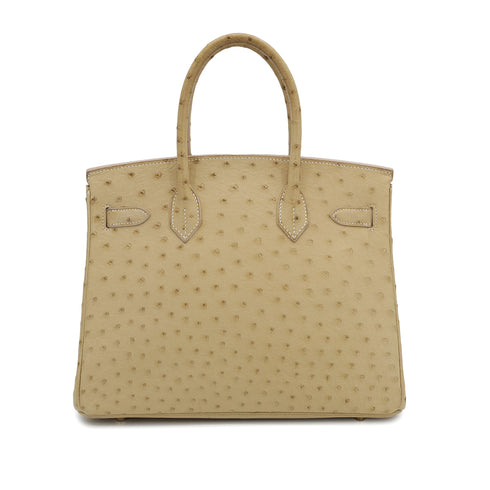 HERMES BIRKIN 30 BLANCCASSE OSTRICH HAND BAG □J GOLD HARDWARE 90309169 - PURPOSE