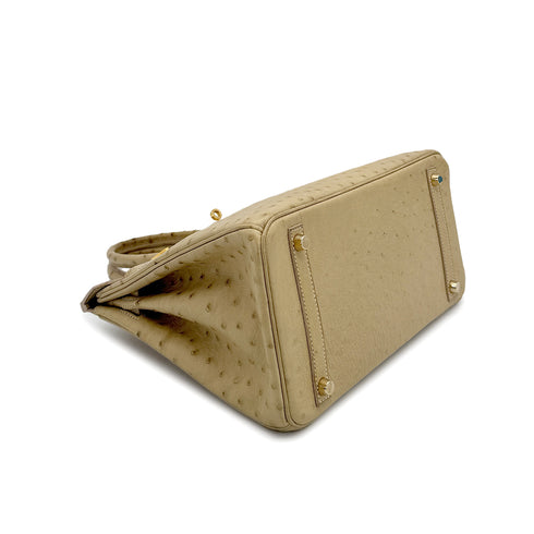 HERMES BIRKIN 30 BLANCCASSE OSTRICH HAND BAG □J GOLD HARDWARE 90309169 - PURPOSE