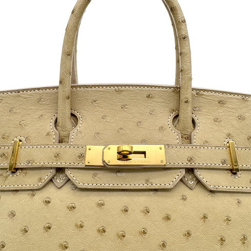 HERMES BIRKIN 30 BLANCCASSE OSTRICH HAND BAG □J GOLD HARDWARE 90309169 - PURPOSE