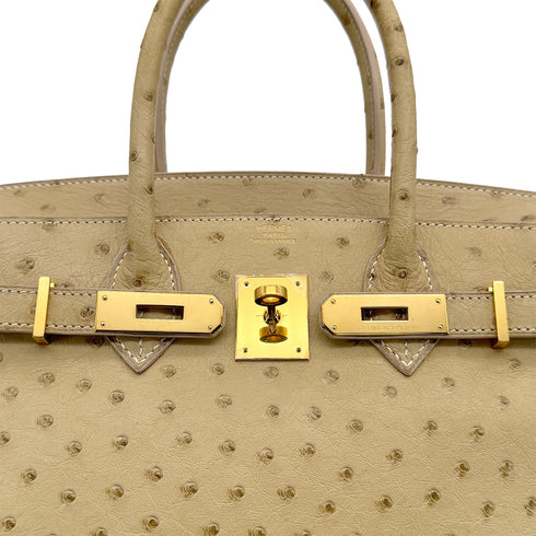 HERMES BIRKIN 30 BLANCCASSE OSTRICH HAND BAG □J GOLD HARDWARE 90309169 - PURPOSE