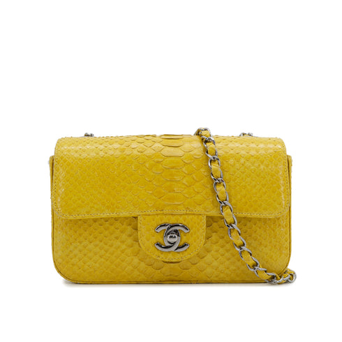 CHANEL TURN LOCK CHAIN SHOULDER BAG YELLOW PYTHON 90309173 - PURPOSE