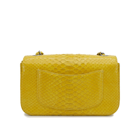 CHANEL TURN LOCK CHAIN SHOULDER BAG YELLOW PYTHON 90309173 - PURPOSE